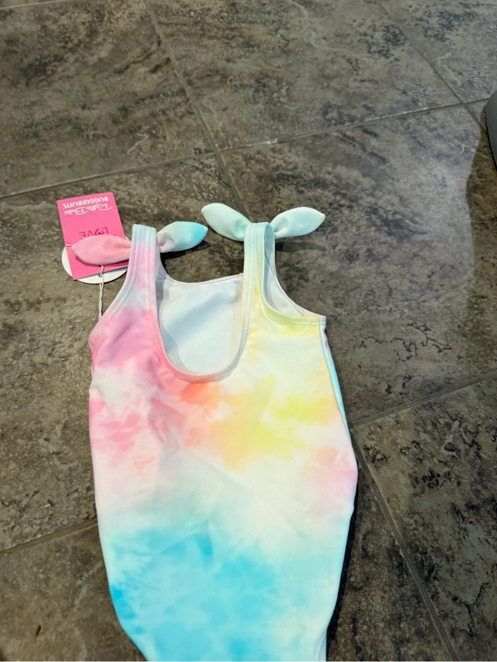 🍝Tie-Dye Pastel rufflebutts One-Piece Kids Swimsuit with Shoulder Ties